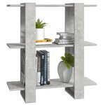 vidaXL Bibliothèque/Séparateur de pièce Gris béton 80x30x87 cm