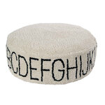 Pouf beige et noir alphabet 20 x 70 x 70 cm
