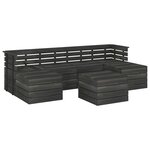 vidaXL Salon palette de jardin 7 Pièces Bois de pin massif Gris foncé