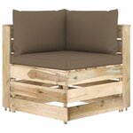vidaXL Salon de jardin 6 Pièces avec coussins Bois imprégné de vert