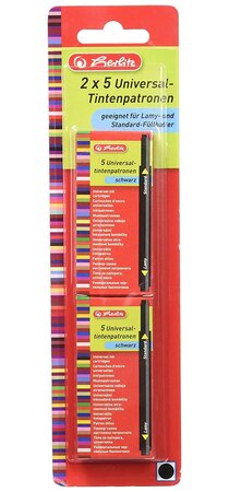 cartouches d'encre grande capacité Noire 2 x 5 pièces pour Lamy, Herlitz Etc... HERLITZ