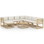 vidaXL Salon de jardin 9 Pièces avec coussins bois de pin imprégné