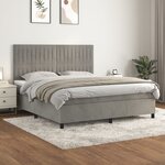 vidaXL Lit à sommier tapissier et matelas Gris clair 160x200cm Velours