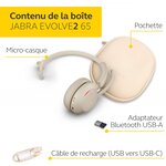 Jabra evolve2 65 casque pc sans fil - casque mono ecouteurs certifié uc avec annulation du bruit et batterie longue durée - adap