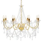vidaXL Lustre avec perles Doré 8 ampoules E14