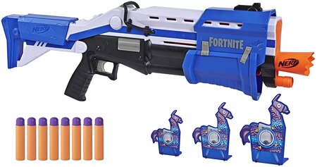 Pistolet fortnite TS-R avec cibles Lama et Flechettes Mega Fortnite Officielles bleu noir
