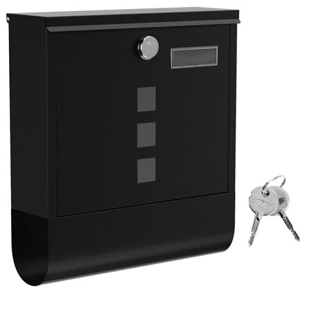 Boîte aux lettres murale avec serrure avec cache fenêtres de visualisation emplacement pour nom rouleau pour journaux facile à installer noir