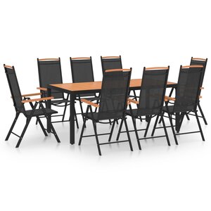 vidaXL Ensemble de salle à manger de jardin 9 Pièces aluminium noir