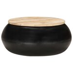 vidaXL Table basse Noir 68x68x30 cm Bois de manguier solide