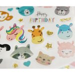 Autocollants - Anniversaire avec les animaux - Paillettes - 1 8 cm