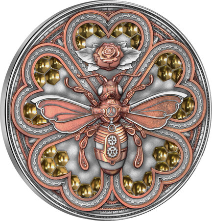 Pièce de monnaie en Argent 5 Dollars g 62.2 (2 oz) Millésime 2023 Steampunk Animals METAL BEE