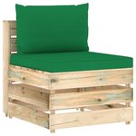 vidaXL Canapé de jardin 3 places avec coussins bois imprégné de vert