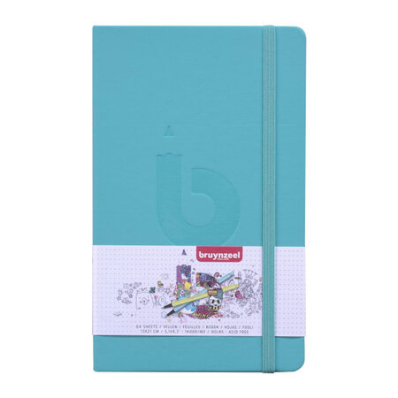 Carnet bullet journal 13 x 21 cm 140g 64 feuilles pages pointillées bruynzeel bleu