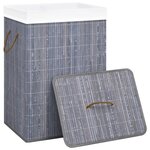 vidaXL Panier à linge avec une seule section bambou gris