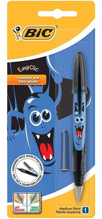 Stylo Plume EASY CLIC MONSTER Recharge Latérale Bleu BIC