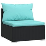 vidaXL Salon de jardin 11 Pièces avec coussins Noir Résine tressée