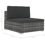 vidaXL Salon de jardin 3 Pièces avec coussins Résine tressée Gris