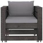 vidaXL Salon de jardin 6 Pièces avec coussins Bois imprégné de gris