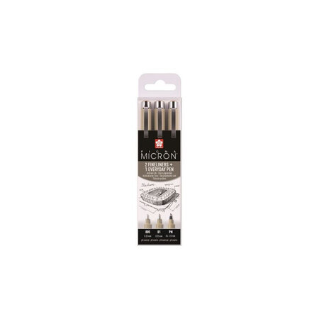 Etui de 3 feutres pigma micron noir urban/archi sakura