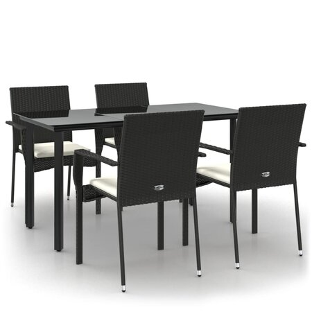 vidaXL Mobilier à dîner de jardin et coussins 5Pièces Noir Résine tressée