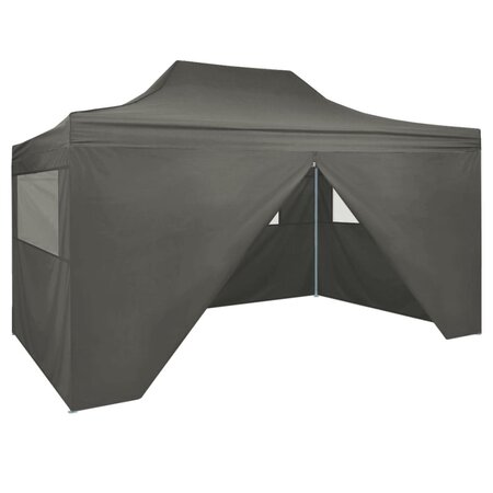 vidaXL Tente pliable avec 4 parois latérales 3 x 4 5 m Anthracite