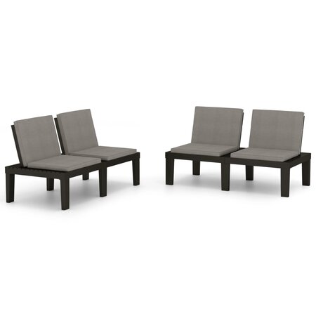 vidaXL Bancs de salon de jardin avec coussins 2 Pièces Plastique Gris