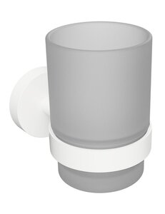 Porte-verre mural WHITE en laiton blanc et en verre 7x9,5x10,5cm