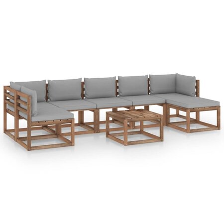 vidaXL Salon de jardin 8 Pièces avec coussins gris