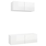 vidaXL Ensemble de meuble TV 2 Pièces Blanc brillant Aggloméré