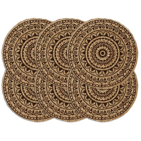 vidaXL Napperons 6 Pièces Marron foncé 38 cm Rond Jute