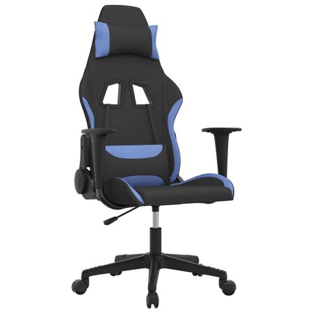 vidaXL Chaise de jeu de massage Noir et bleu Tissu
