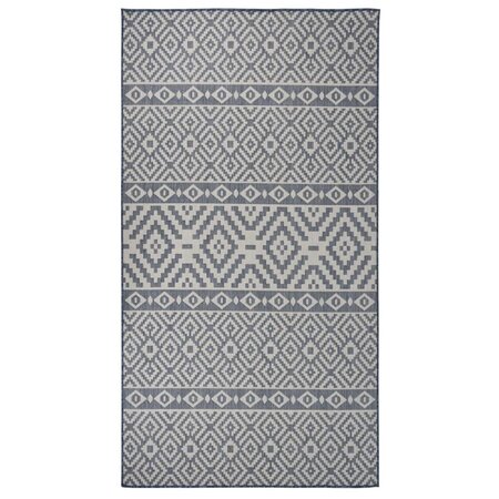 vidaXL Tapis à tissage plat d'extérieur 80x150 cm Rayures bleues