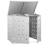 vidaXL Abri de poubelle double sur roulettes 240 L Acier inoxydable