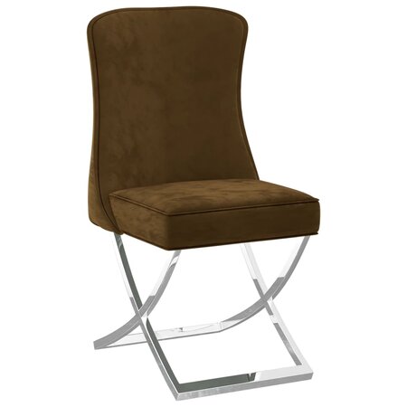 vidaXL Chaise de salle à manger Marron 53x52x98 cm Velours et inox