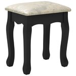 vidaXL Coiffeuse avec tabouret et miroir pliable en 3 Noir