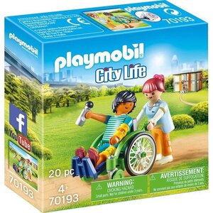 Playmobil 70193 - city life l'hôpital - patient en fauteuil roulant