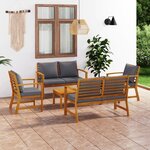 vidaXL Salon de jardin 5 Pièces avec coussin Bois d'acacia solide