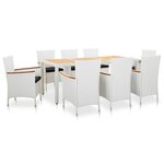vidaXL Ensemble à dîner d'extérieur 9 Pièces Résine tressée Blanc