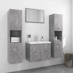 vidaXL Ensemble de meubles de salle de bain Gris béton Aggloméré