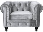 Fauteuil Chesterfield Velours "Aliza" - 111 x 82 x 70 cm - Gris