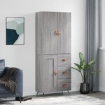 vidaXL Buffet haut Sonoma gris 69 5x34x180 cm Bois d'ingénierie