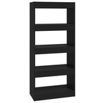 vidaXL Bibliothèque/Cloison Noir 60x30x135 cm Bois d'ingénierie