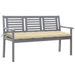 vidaXL Banc de jardin 3 places avec coussin 150 cm Gris Eucalyptus