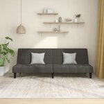 vidaXL Canapé-lit à 2 places Gris foncé Velours