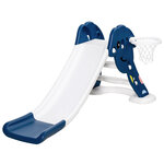 Toboggan enfant panier basket 2 à 6 ans usage intérieur extérieur dim. 146L x 68l x 68H cm balle + pompe incluses HDPE bleu blanc