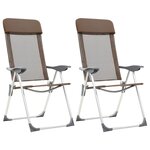 vidaXL Chaises de camping pliables 2 Pièces Marron Aluminium