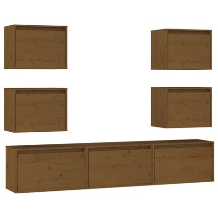 vidaXL Meubles TV 7 Pièces Marron miel Bois massif de pin