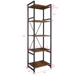 Tectake Etagère bibliothèque MANCHESTER style industriel 47,5 x 34,5 x 151,5 cm - bois foncé industriel