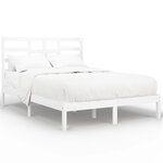 vidaXL Cadre de lit Blanc Bois massif 150x200 cm Très grand