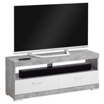 FMD Support TV/Hi-Fi Gris béton et blanc brillant